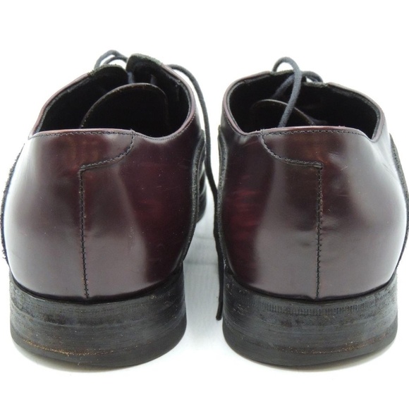 Prada Men\'s Burgundy  Leather Oxford Laced Up Shoes Size 9 main image 3